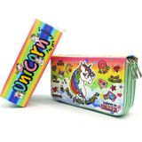 Limmy Kalem Kutusu Unicorn Cool Tarz Kawai Organizer Kalemkutu Vegan Deri Üç Bölmeli Kalemlik - Yeşil