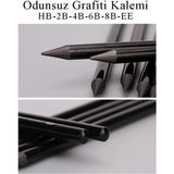 Limmy Odunsuz Kömür Kalemi 6'lı Set Siyah Renkli Sanatsal Eskiz Kalemi ve Karakalem