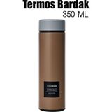 Limmy Paslanmaz Çelik Matara Termos Su Şişesi 350ML Vakumlu Kapak - Kahverengi