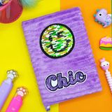 Limmy Peluş Pullu Not Defteri 20 x 13 cm 60 Yaprak Gülenyüz Mor