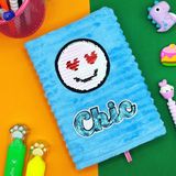 Limmy Peluş Pullu Not Defteri 20 x 13 cm 60 Yaprak Kalpli Gülenyüz Mavi
