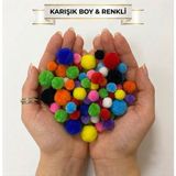 Limmy Renkli Ponpon 3 Farklı Boy Büyük Orta Küçük Boy Karışık Renk Pon Pon Kreş Okul Etkinliği - Çok Renkli