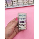 Limmy Renkli Yaldızlı Vintage Washi Tape Bant Yapışkanlı Maskeleme Kağıdı 5 Lı - Işıltı