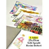 Limmy Resim Defteri 15 Yaprak 25x35 cm Orta Boy Telli Resim Defteri Karton Kapak - 3 Adet Li014