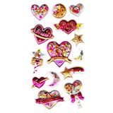 Limmy Sticker Kabartmalı Sticker Defter, Planlayıcı Etiket (pullu-809) - 17x9 cm - Kalp Yıldız