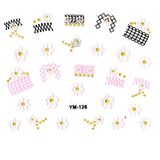Limmy Tırnak Sticker, Tırnak Süsleme, Nail Art Kare Desen Papatya 6 x 5 cm
