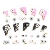 Limmy Tırnak Sticker, Tırnak Süsleme, Nail Art Siyah Çizgili Papatya 6 x 5 cm