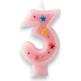 Limmy Üç Rakamlı Pembe Mum Doğum Günü Pasta Mumu ( 7X3) cm - Sayılı Mum - Pasta Süsü