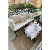 Limni Home Mini Multilounge Bahçe Balkon Mobilyasi, Şezlong, Krem Krem