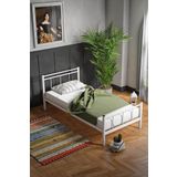 Limni Home Tek Kişilik Ferforje Metal Karyola-Beyaz Beyaz 120x200 cm