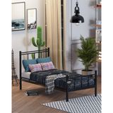 Limni Home Tek Kişilik Ferforje Metal Karyola - Siyah Siyah 120x200 cm