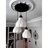 Limon 3D Design Limon 3D Desing Laura 3lü Avize Modern Sarkıt, Mutfak Yatak Odası Salon Avize - Siyah - Beyaz