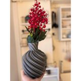Limon 3D Design Limon 3Design Modern ve Dekoratif Şık Swirl Vazo | Plastik Ürün | Yatak Odası | Banyo | Salon - Gri