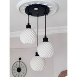Limon 3D Design Limon 3Design Viola 3'lü Siyah Sarkıt Avize - 3 Başlıklı Avize Modern Tasarım Yatak Odası Salon Yemek Odası - Beyaz