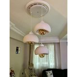 Limon 3D Design Limon 3Desing 3 Lü Sarkıt Avize Rustik E27 Modern Avize Bohem Beton Görünüm (Rustik Ampul Hediye) - Beyaz