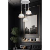 Limon 3D Desing 3lü Beyaz Sarkıt Avize Salon Mutfak Koridor Yatak Odası Lamba - Altın - Beyaz