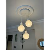 Limon 3D Desing Bohem 3'lü Beyaz Sarkıt Avize - 3 Başlıklı Avize Modern Tasarım Yatak Odası Salon Yemek Odası