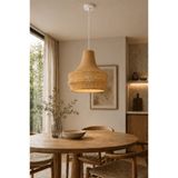Limon 3D Desing Hasır Görünümlü Modern Sarkıt Bambu Renk Japandi Tasarım Kafe Otel Salon Avizesi E27