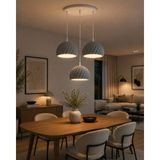Limon 3D Desing Velora 3'lü Modern Sarkıt Avize | Şık Bohem Tarz Salon ve Mutfak Aydınlatması - Gri - Beyaz