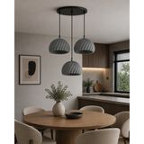 Limon 3D Desing Velora 3'lü Modern Sarkıt Avize | Şık Bohem Tarz Salon ve Mutfak Aydınlatması - Gri - Siyah