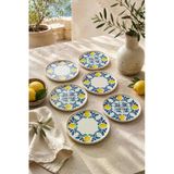 Limon 6'Lı Handmade Handmade Stackable Seramik Pasta Tabak Seti - Premium Sunum & Kahvaltı Takımı - 20 Cm