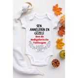 Limon Bebek Annelerin En Güzeli Desenli Kısa Kol Body - 0 - 3 Ay - Beyaz