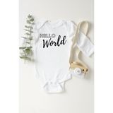 Limon Bebek Beyaz Hello World Çıtçıtlı Body - Yenidoğan