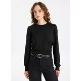 Limon Bisiklet Yaka Slim Fit Düz Siyah Kazak Kadın ML5WL-KZK-9002 - XS