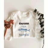 Limon Dayısının Küçük Hamsisi Uzun Kol Çıtçıtlı Organik Bebek Body - 3-6 Ay - Beyaz