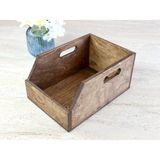 Limon Dekor Koyu Ceviz Rengi Huş Ağacından 7 Inç Plak Sandığı - Organizer Kutu - Birch Wood 7" Record Box - Koyu Kahve - 7" - 45lik