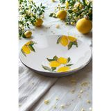 Limon Desen El Yapımı Yuvarlak Salata Kasesi 26 cm - Sarı - Beyaz
