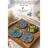 Limon Desenli Bardak Altlığı 4'lü Set – Sicilya Temalı - 9 Cm, 3 mm Mdf Ahşap, Uv Baskı, De - Çok Renkli
