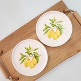 Limon Desenli Porselen Yuvarlak Mini Sunum Tabağı 2'li