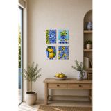 Limon Desenli Tablo Seti 4'lü Set – Sicilya Temalı- 15x20 cm, 3 mm MDF, UV Baskı