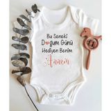 Limon Doğum Günü Hediyen Benim Annem Kısa Kol Organik Bebek Body - 2 Yaş - Beyaz