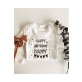Limon Happy Birthday Daddy Flamalı Uzun Kol Çıtçıtlı Organik Bebek Body