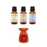 Limon Kabuğu Yağı 10ml, Portakal Yağı 10ml, Nane Yağı 10ml ve Buhurdanlık
