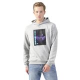Limon Kapüşonlu Baskılı Gri Melanj Erkek Sweatshirt, Gri Melanj, L