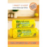 Limon Kokulu Büzgülü Çöp Torbası 10'Lu 1 Paket - Orta Boy 55X60 Cm