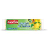 Limon Kokulu Büzgülü Çöp Torbası Büyük Boy 60 x 70 cm 10 Adet Doğada Çözünebilir Dayanıklı ve Kolay Bağlanabilir Büzgülü Tasarım