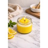 Limon Kokulu Mum 300 cc | Cam Kavanoz - Sarı - Beyaz - 1