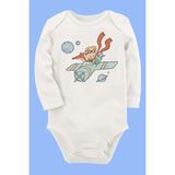 Limon Organik Baskılı Pamuklu Unisex Bebek Body UZUNE216 - 9 - 12 Ay - Beyaz