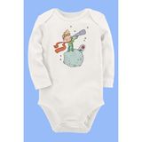 Limon Organik Baskılı Pamuklu Unisex Bebek Body UZUNE217 - 9 - 12 Ay - Beyaz