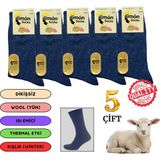 Limon Socks Kışlık Lambswool Yün Çorabı (5 Çift) Kadın ve Erkekler Için Termal Özellikli Kalın Çorap - 40 - 44