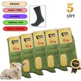 Limon Socks Kışlık Lambswool Yün Çorabı (5 Çift) Kadın ve Erkekler Için Termal Özellikli Kalın Çorap - Standart