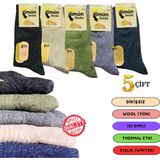 Limon Socks Termal Özellikli Kışlık Yün Çorap 5 Çift Kadın ve Erkekler İçin Dokulu Kalın Çorap - 36 - 40