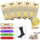 Limon Socks Termal Özellikli Kışlık Yün Çorap 5 Çift Kadın ve Erkekler İçin Dokulu Kalın Çorap - Standart