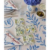 Limon ve Kuş Desenli Doğal Taş Bardak Altlığı 4’lü Set, Yazlık Sunum Ürünü - 0,5 x 7 cm