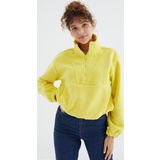 Limon Yarım Fermuar Etek Ucu Büzgülü Kadın Polar Oversize Sweatshirt - 97171