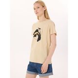 Limon Yuvarlak Yaka Baskılı Bej Kadın T-Shirt L5SL-TST5817